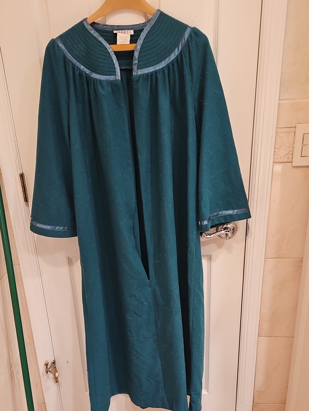 Green Teal Robe with Satin Trim